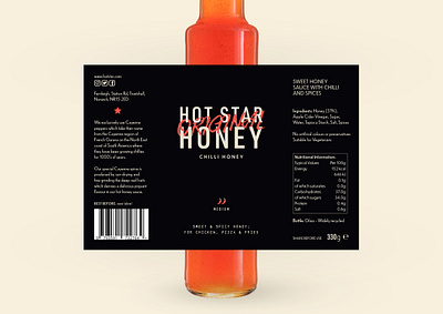 Hot Star Honey Label bottle brand branding chilli honey hot label original sauce star