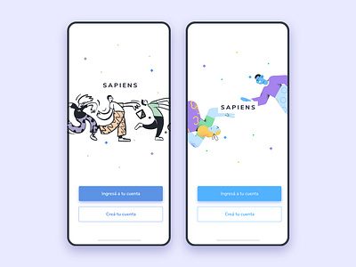 Sapiens design doodles illustration login product screen signup splash ui ux