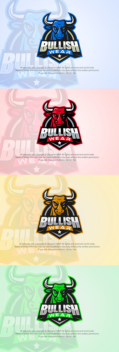 Bullish Wear Logo Design brand identity brand identity branding brand identity design illustration logo logo design mascot design mascot logo