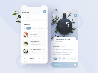 Cosmetic Shop app bright clean clean ui cosmetic filter menu mobile order product shop shopping shopping app ui