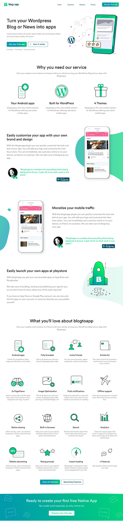 Blog to App clean ui webdesign website