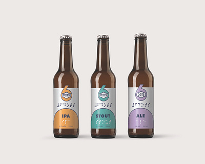 6DOTS Accessible Braille Beer Bottle Branding accessibility accessible beer beer label braille branding design futura inclusive design logo packaging