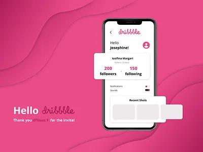 Hello Dribbble! dashboard dribbble app dribbble invite first shot firstshot hello dribbble invite mobile app mobile app design redesign concept settings ui uiux user profile