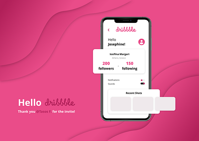 Hello Dribbble! dashboard dribbble app dribbble invite first shot firstshot hello dribbble invite mobile app mobile app design redesign concept settings ui uiux user profile