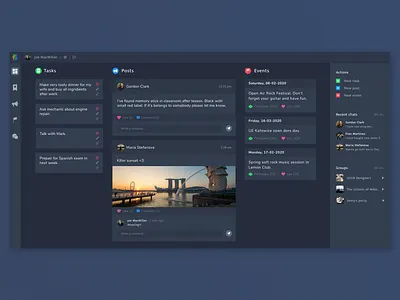 Dashboard for students administration dark dashboad events post statistic table todo ui web design