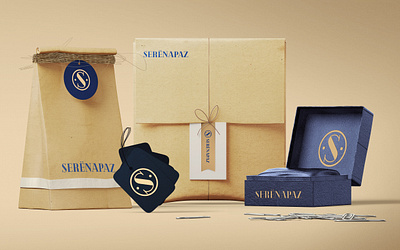 Serenapaz branding bag design blue branding card design logo packaging sticker design typography