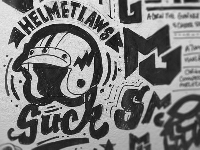 Helmet Laws Suck? branding design illustration type vintage