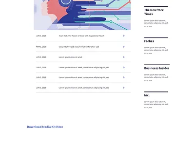 Newsroom website page design hubspot minimal newsroom science ui web design xd