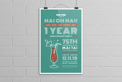 Wiki Wiki Sandbar Anniversary Poster cocktail event event branding event poster mai tai poster poster art poster design print print design resteraunt wiki wiki