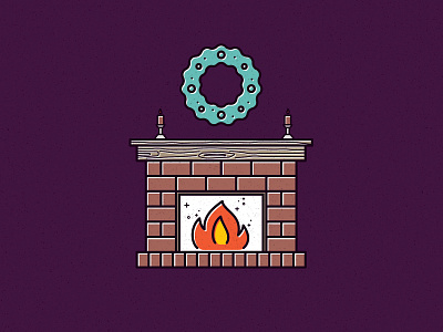 Fire Side! candles fire flames hearth holiday card holidays illustration mantle vector wreath