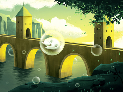 Cat's dream graphic illustration