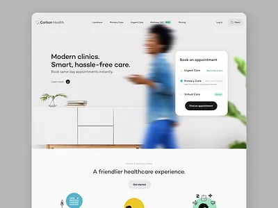 Carbon Health Homepage branding button carbon health design form health care healthcare healthcare app illustration minimal typography ui ux web