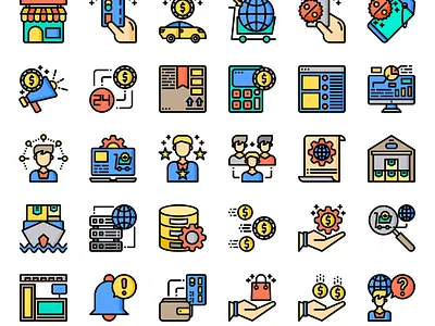 Ecommerce Color Line icons set commerce design ecommerce icon illustration set ui vector