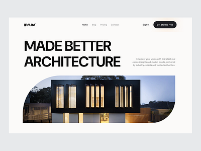 Hero Section for Real Estate Website architecture clean design figma future minimalism real estate ui uidesign ux design web design