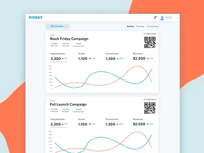 KICBAY | Advertiser Dashboard advertising app branding campaign clean dashboad dashboard app graph illustration marketing qrcode sketch software design user ux web web design website website design white