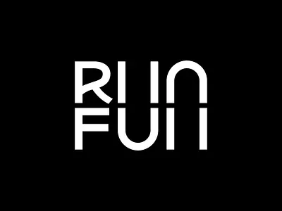 RunFun black branding icon logo marathon sport typography vector