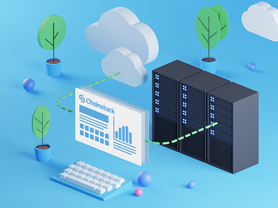 Partially hosted 3d 3d design 3d illustration 3dillustration blender blender3d blue chart cloud clouds desktop illustration infrastructure interface it schema server servers