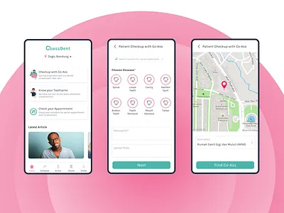 Finding your Nearest Dental Co-Assistant app dental care design health product design ui uidesign ux uxdesign