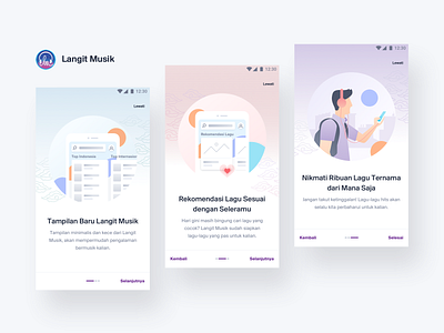 Langit Musik - Onboarding app clean illustration mobile music music app onboarding ui ux