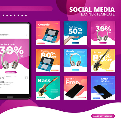 Social Media Template app branding design flat icon illustration instagram post instagram template instgram feed liquid social media vector