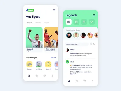 Football Game - Mobile App - MPG app dailyui design design trends football game league mon petit gazon mpg premiere league psg redesign sport sports design ui ux
