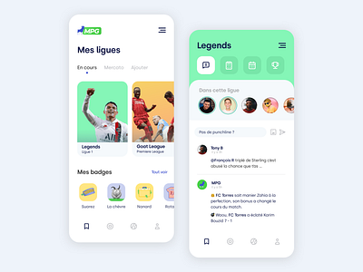 Football Game - Mobile App - MPG app dailyui design design trends football game league mon petit gazon mpg premiere league psg redesign sport sports design ui ux