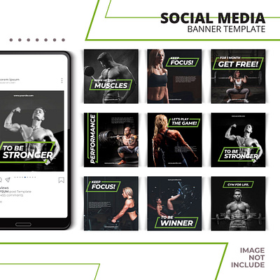 Gym Social Media Banner Templates body builder branding design gym instagram post instagram template instgram feed sport workout