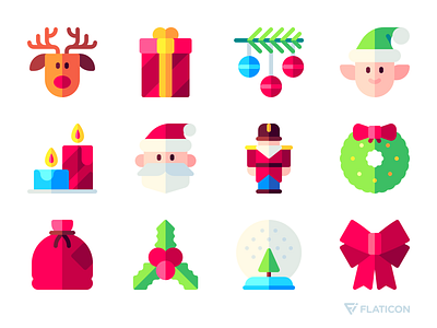 Christmas bow candle christmas christmas tree elf gift icon icons nutcracker santa claus snow globe vector