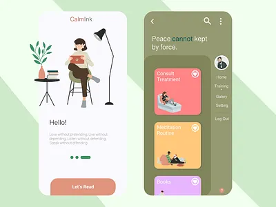 Third Self-Design : CalmInk app branding design illustration mobile app ui