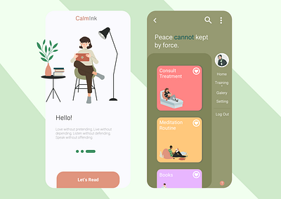 Third Self-Design : CalmInk app branding design illustration mobile app ui