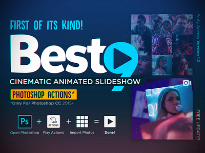 BEST9 Cinematic Animated Slideshow (Photoshop Actions) 2019 actions animation banner best9 bestnine bestnine2019 cinematic instagram marketing moment photoshop portfolio slideshow story template