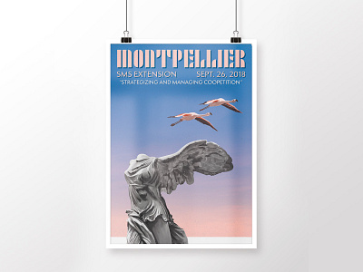 Strategic Management Society academic adobe illustrator adobe photoshop conference digital painting joschmi montpellier pink flamingo poster samothrace wacom winged victory of samothrace