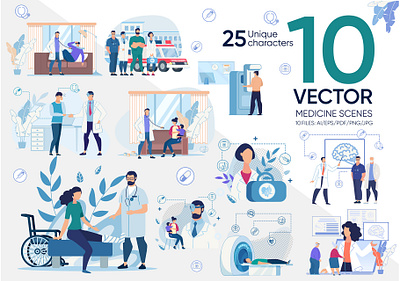 Medicine Vector Scenes analysis care concept doctor flat health hospital illustration interior medical medicine page people person property room science team template vector