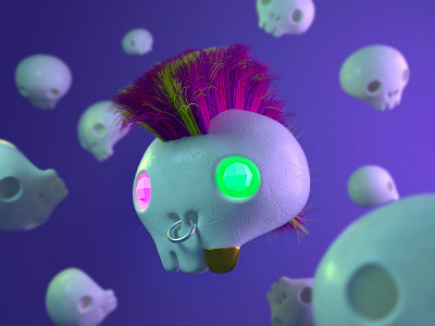 Punk Skull 3d cinema4d gemstone halloween octane piercing pirate punk render skull