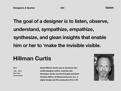 Quote - Hillman Curtis design principles design quotes inspiration inspirational inspirational quote learn learn design motivation motivational motivational quotes principles product design quote quote design quotes tips ui ui design ux ux design