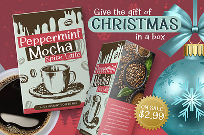 Peppermint Mocha product mockup christmas coffee design font font design graphic design handwriting handwritten lettering mockup product design product packaging type type design typography