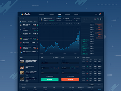 uTrader - Stock Trading App dark dark mode dark ui finance investing investment stock market stocks trading app trading ui uidesign ux uxdesign uxui