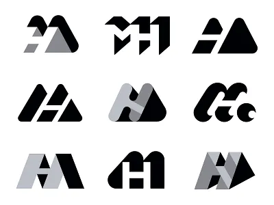 MH letter logo logotype m mark mh mh logo mh monogram monogram negative space symbol typography