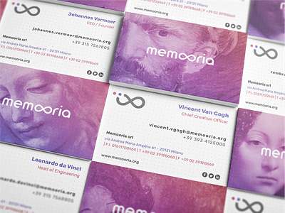 Memooria Business Cards art brand design brand designer branding business card design colors da vinci design editorial graphicdesign illustration logo logo design memooria memory milan museums start up typography van gogh