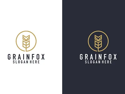 grain fox illustration logo