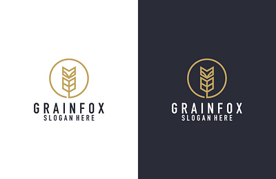 grain fox illustration logo