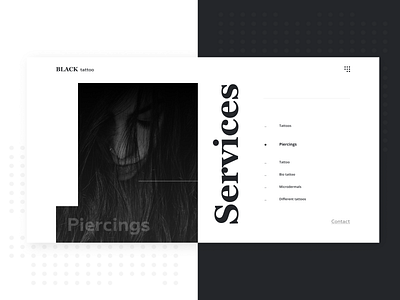 Tattoo concept #2 app black branding concept design flat minimal piercing services tattoo ui uidesign ux uxdesign web webdesign website