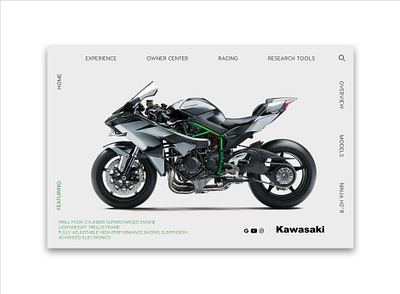 Kawasaki NINJA H2 clean design kawasaki menu motorcycle ui ux web website