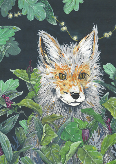 Fox character design christmas christmas card closeup design fox gouache illustration illustration design nature painting