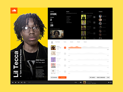 Soundcloud Lil Tecca User profile daily dailyui dailyui006 dailyui6 design designer profile profile design profile page profiles ui user user interface user interface design user profile