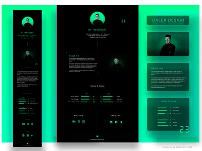 Daler Design - personal site black and green clean ui cyber cybersecurity dailyui daler daler design dashboard design dribbble flat green hacker portfolio tajikistan template ui ux uxdesign web design