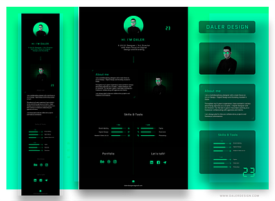 Daler Design - personal site black and green clean ui cyber cybersecurity dailyui daler daler design dashboard design dribbble flat green hacker portfolio tajikistan template ui ux uxdesign web design