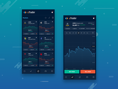 uTrader - Stocks Trading Mobile dark dark mode dark ui finance investing investment mobile mobile app mobile design mobile trading mobile ui mobile ux stock market stocks trading app trading ui uidesign ux uxdesign uxui