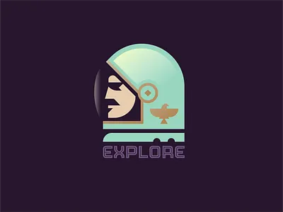 Explore! alien astronaut badge eagle helmet illustration logo moon nasa outer space planet space