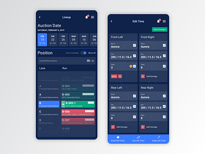 Auto Auction 1.0 app app design auction branding calendar ui data date design grid native app picker product design ui ux vehicle